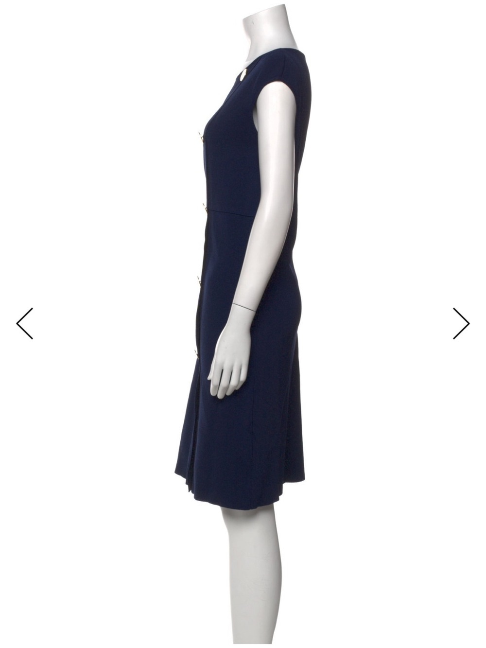 Navy Button-Accent Sheath Dress size large - Luisa spagnoli Brand - Picture 2 of 6